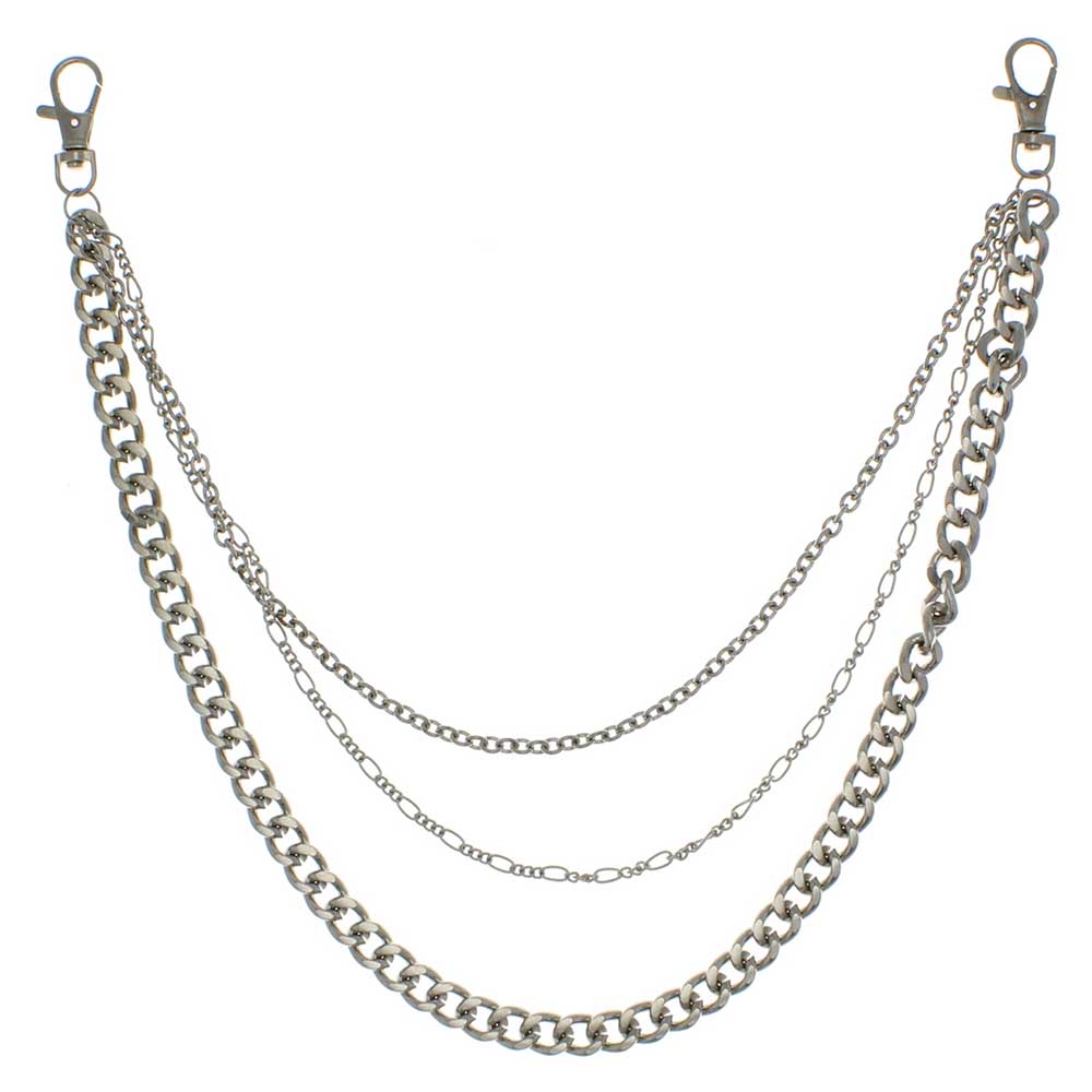 Zac's Alter Ego - Triple Chaîne de portefeuille/chaîne de hanche - Couleur argent